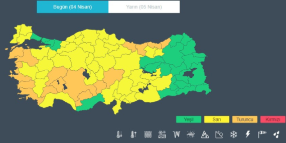 Meteoroloji, 60 il için sarı ve turuncu kodlu alarm verdi, Yağışlar Artıyor