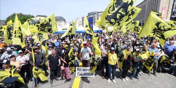 Brüksel'de aşırı sağcı parti ve onun karşıtları çifte gösteri düzenledi