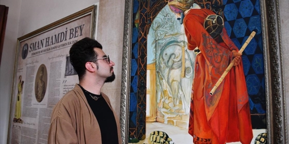 "Kaplumbağa Terbiyecisi" tablosunu Divriği Ulu Cami ve Darüşşifası'nın motifleriyle yorumladı