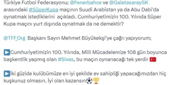 CHP'li Karasu'dan 'Süper Kupa' tepkisi: Sayın Mehmet Büyükekşi'ye çağrı yapıyorum…